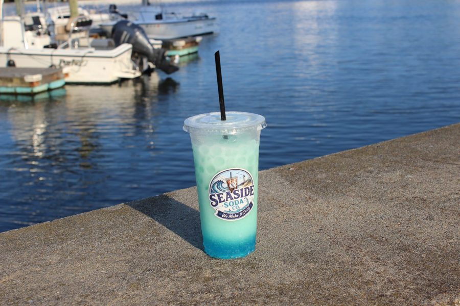 Seaside Soda Co. drink on the Hyannis Harbor seawall